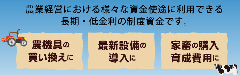 農機具の買い換えに最新設備の導入に家畜の購入費用に