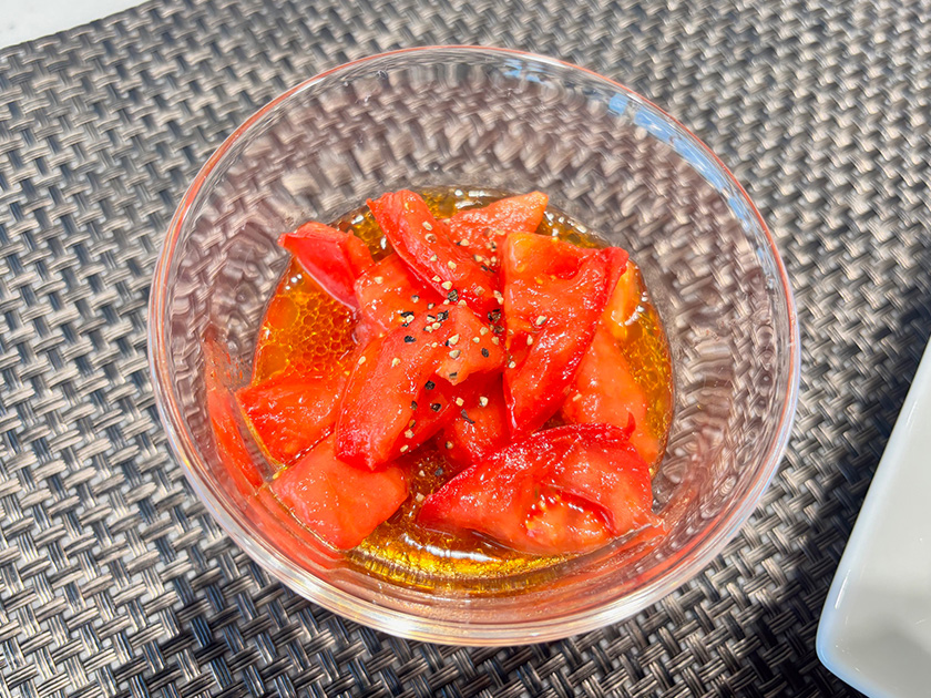 野菜を使ったトマトのしょうゆマリネ