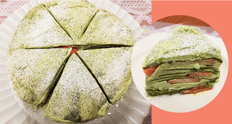 初心者でもできる抹茶といちごのミルクレープ
